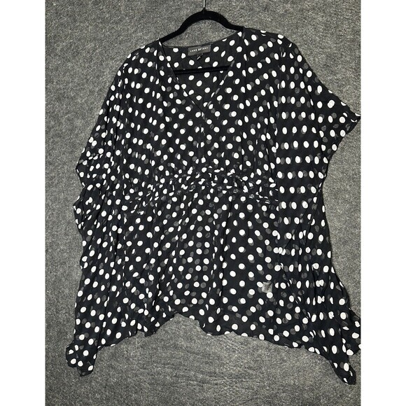 Lane Bryant Other - Lane Bryant 14/16 Black White Polka Dot Semi-Sheer Swim Coverup Kimono Sleeves
